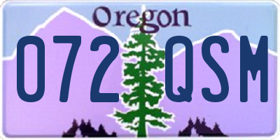 OR license plate 072QSM