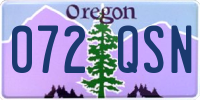 OR license plate 072QSN