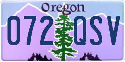 OR license plate 072QSV