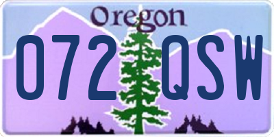 OR license plate 072QSW