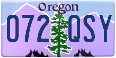 OR license plate 072QSY
