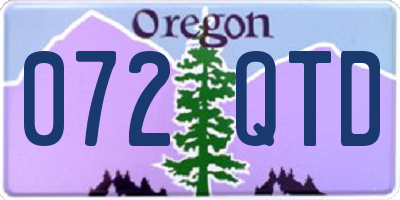 OR license plate 072QTD