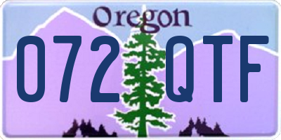 OR license plate 072QTF