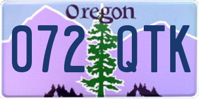 OR license plate 072QTK