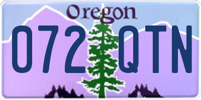 OR license plate 072QTN