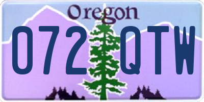 OR license plate 072QTW