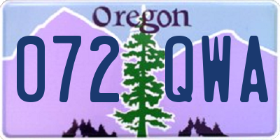 OR license plate 072QWA