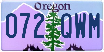 OR license plate 072QWM