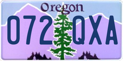 OR license plate 072QXA