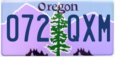 OR license plate 072QXM