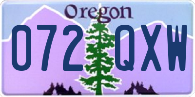 OR license plate 072QXW