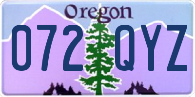 OR license plate 072QYZ