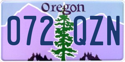 OR license plate 072QZN