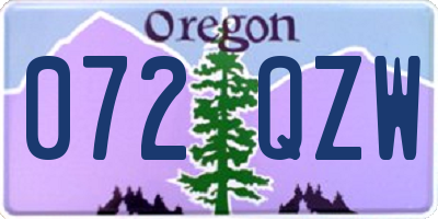 OR license plate 072QZW