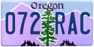 OR license plate 072RAC