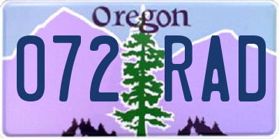 OR license plate 072RAD