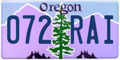 OR license plate 072RAI