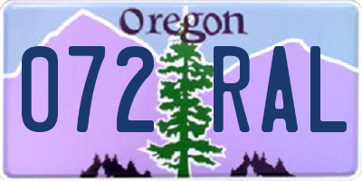 OR license plate 072RAL