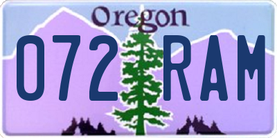 OR license plate 072RAM