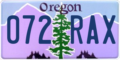 OR license plate 072RAX