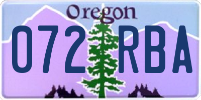 OR license plate 072RBA
