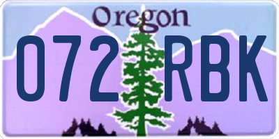 OR license plate 072RBK