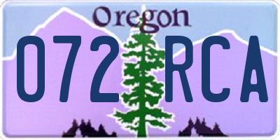 OR license plate 072RCA