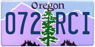 OR license plate 072RCI