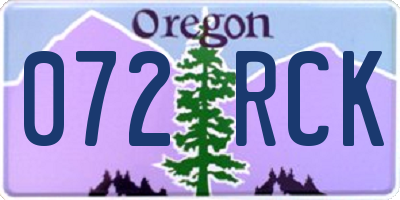 OR license plate 072RCK