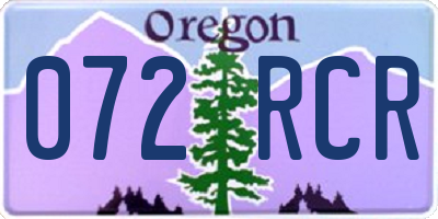 OR license plate 072RCR