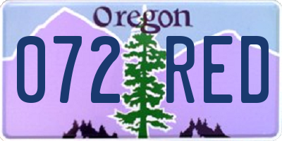 OR license plate 072RED