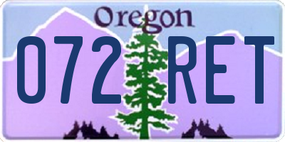OR license plate 072RET