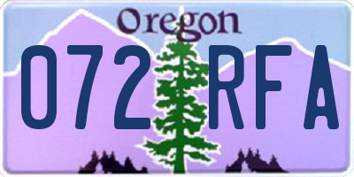 OR license plate 072RFA
