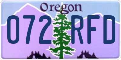OR license plate 072RFD