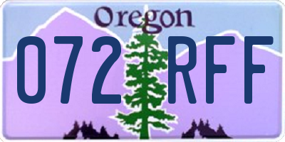 OR license plate 072RFF