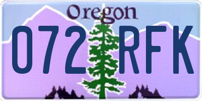 OR license plate 072RFK