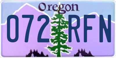 OR license plate 072RFN