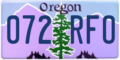 OR license plate 072RFO
