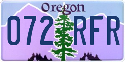 OR license plate 072RFR