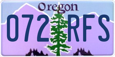 OR license plate 072RFS