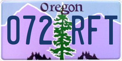 OR license plate 072RFT