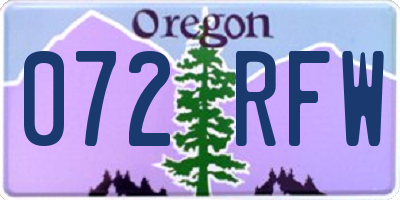 OR license plate 072RFW