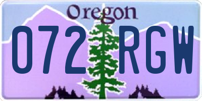 OR license plate 072RGW