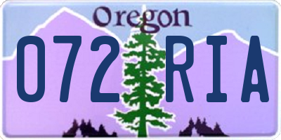 OR license plate 072RIA