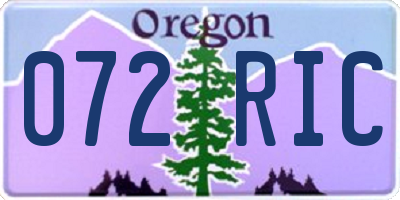 OR license plate 072RIC