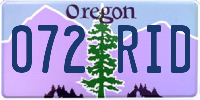 OR license plate 072RID