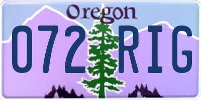 OR license plate 072RIG