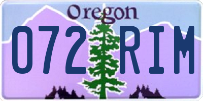 OR license plate 072RIM