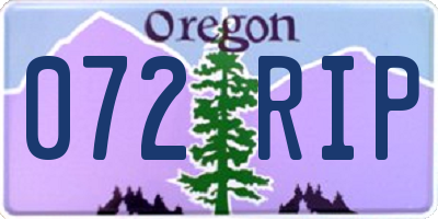 OR license plate 072RIP