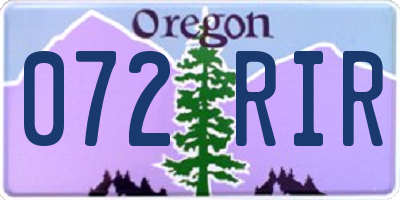 OR license plate 072RIR